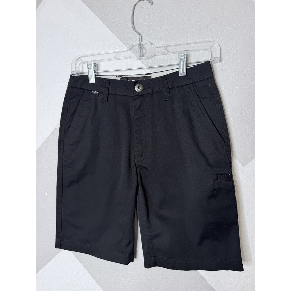 Fox Racing Youth Essex Shorts Boys 26 Black Chino Skate BMX Moto 8" Inseam - Picture 3 of 12